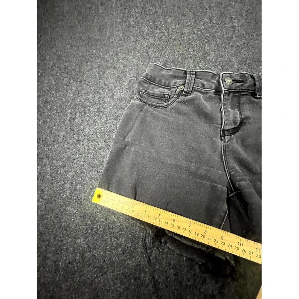 Artisan NY Shorts Women's 6 Black Denim Dark Wash Raw Hem High Rise Outdoor
